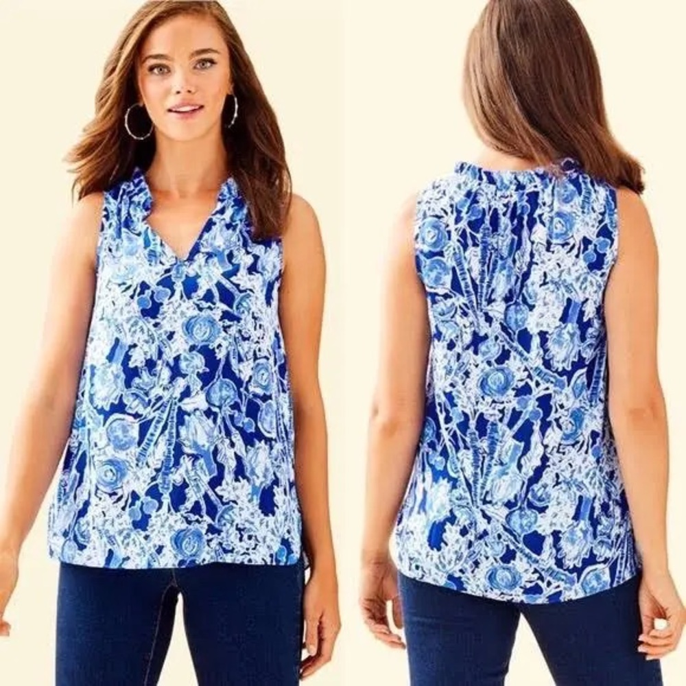 EUC Worn once. Lily Pulitzer Sleeves Top size medium Vegetables print SO CUTE!